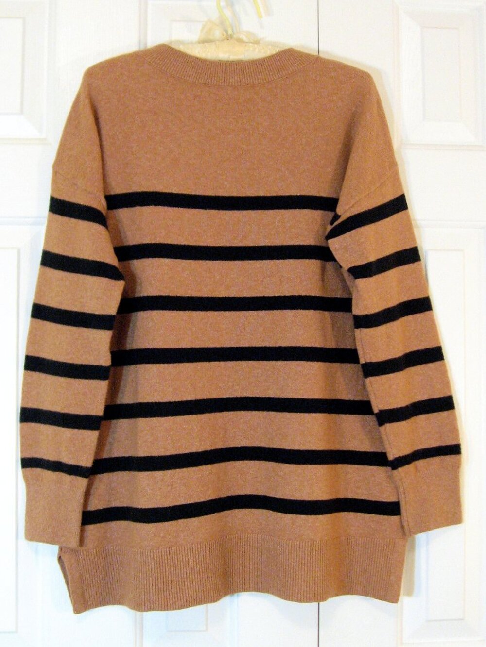 LOFT | Striped Shoulder Button Knit Sweater - Picture 8 of 11